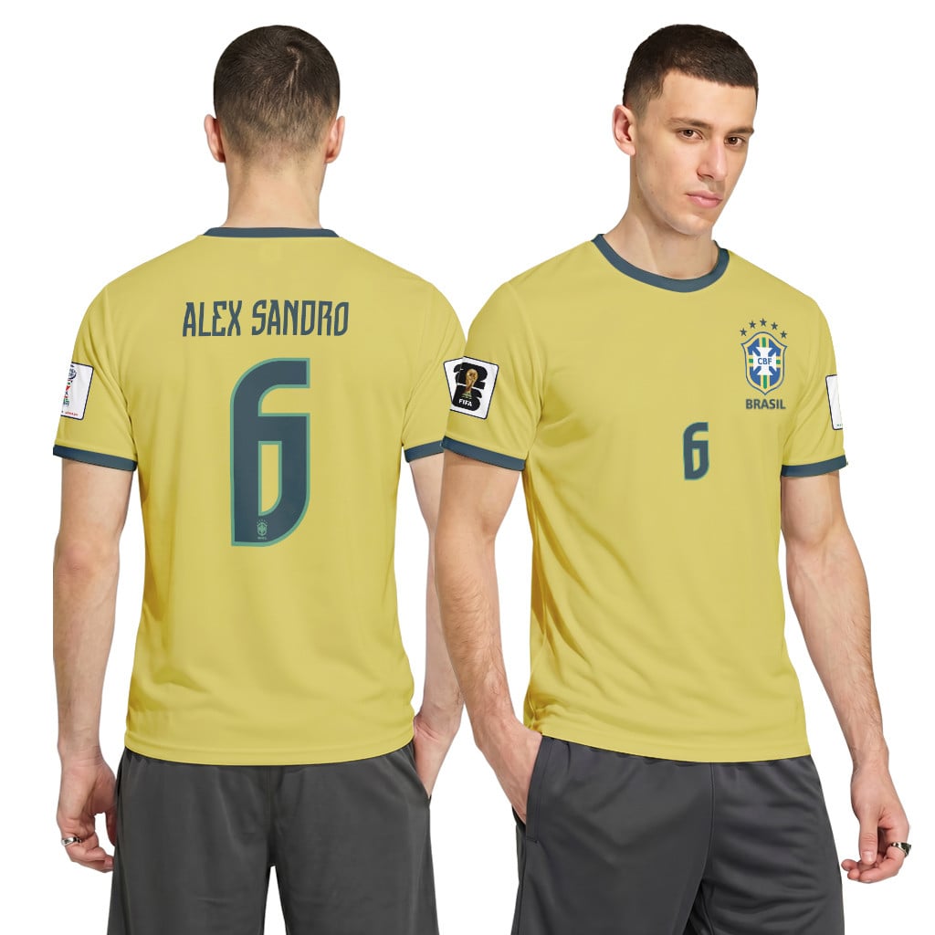 Alex Sandro 6 2026 World Cup Brazil Home AOP T-Shirt