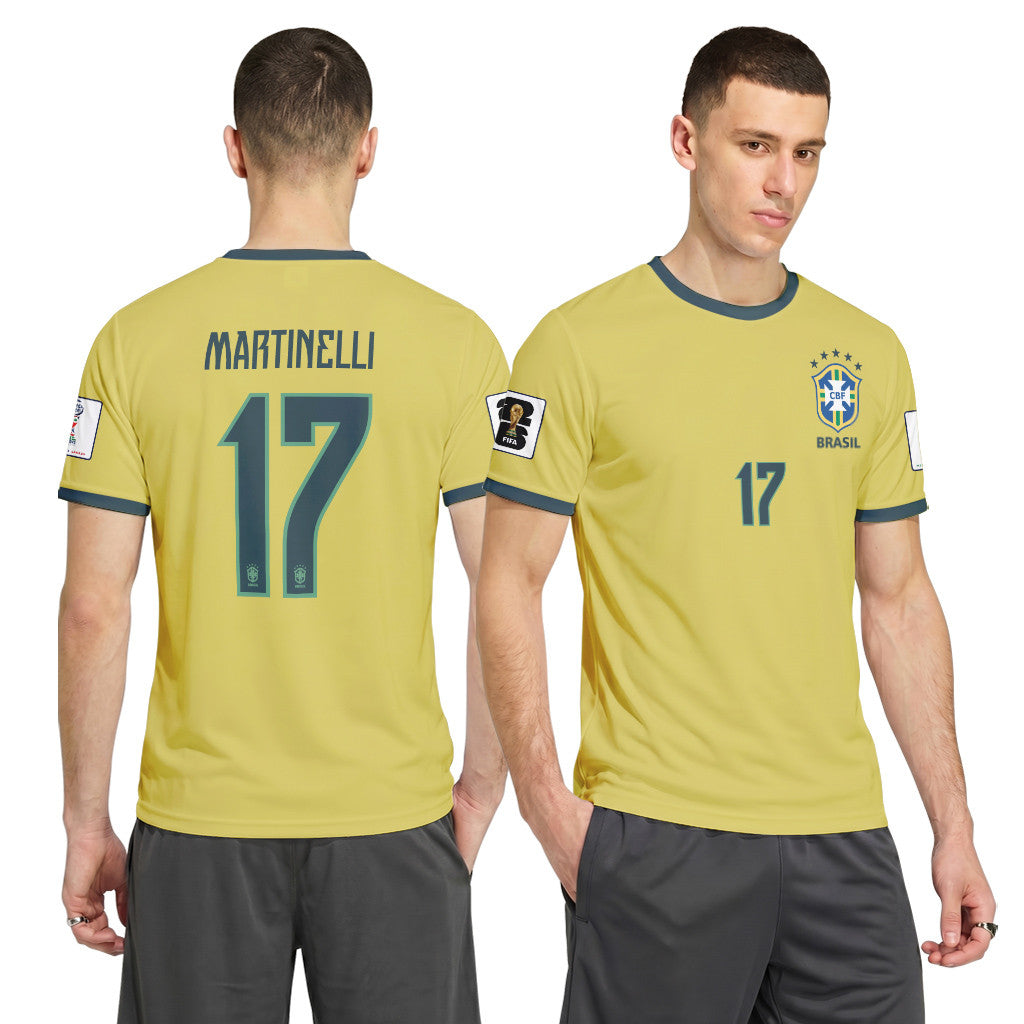 Martinelli 17 2026 World Cup Brazil Home AOP T-Shirt