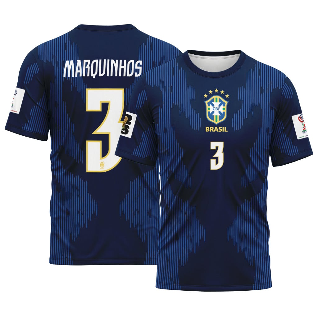 Marquinhos 3 AOP T-Shirt 2026 World Cup Brazil Away