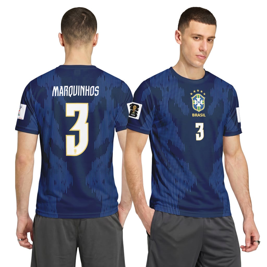 Marquinhos 3 AOP T-Shirt 2026 World Cup Brazil Away