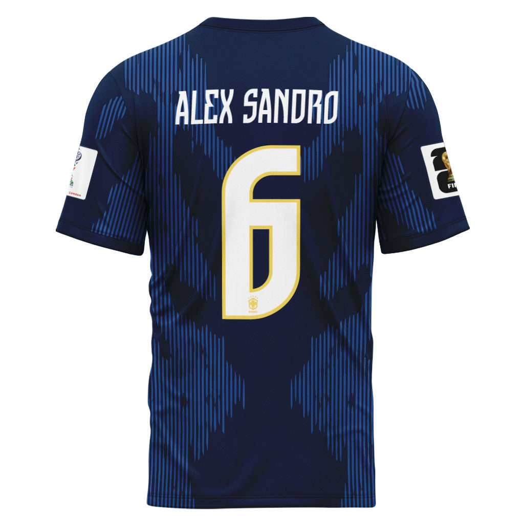 Alex Sandro 6 AOP T-Shirt 2026 World Cup Brazil Away
