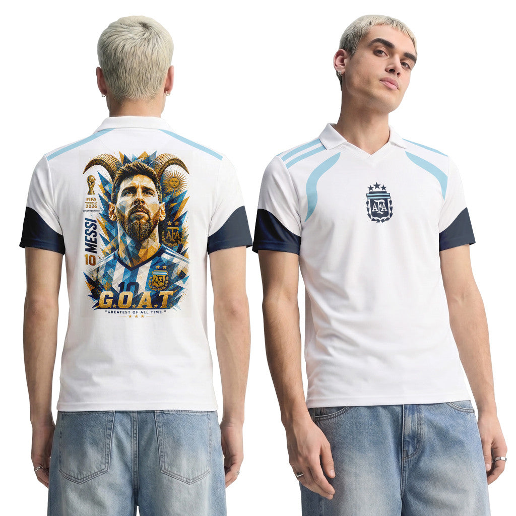 Messi AOP 3D V-neck Polo Shirt Argentina World Cup 2026