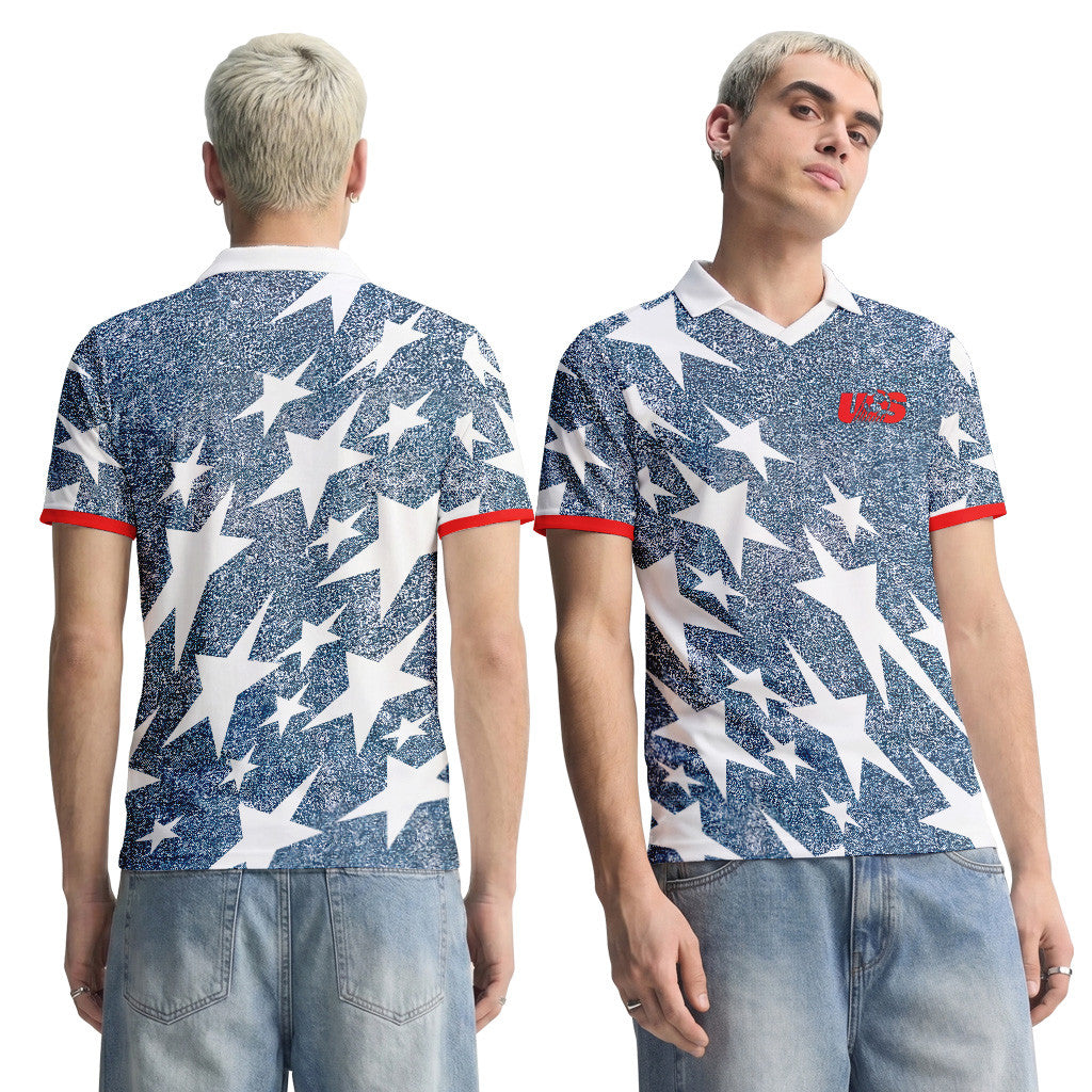 USA Retro AOP 3D V-neck Polo Shirt World Cup 2026