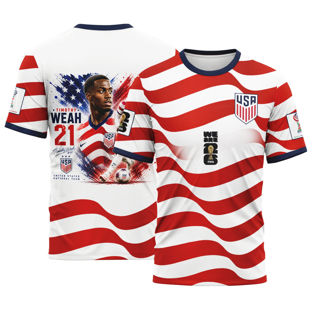 Timothy Weah 21 AOP T-Shirt 2026 USA World Cup