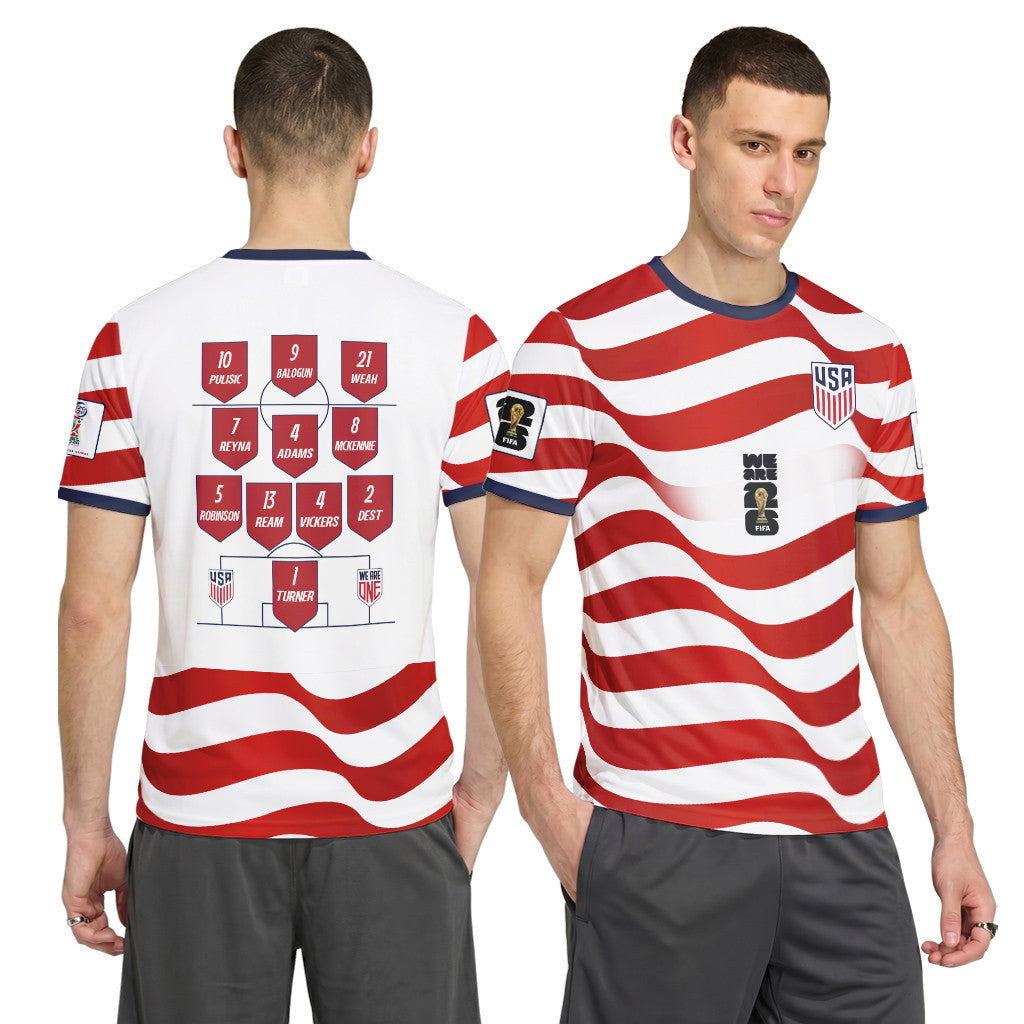 USA Starting XI World Cup 2026 Stripe AOP T-Shirt