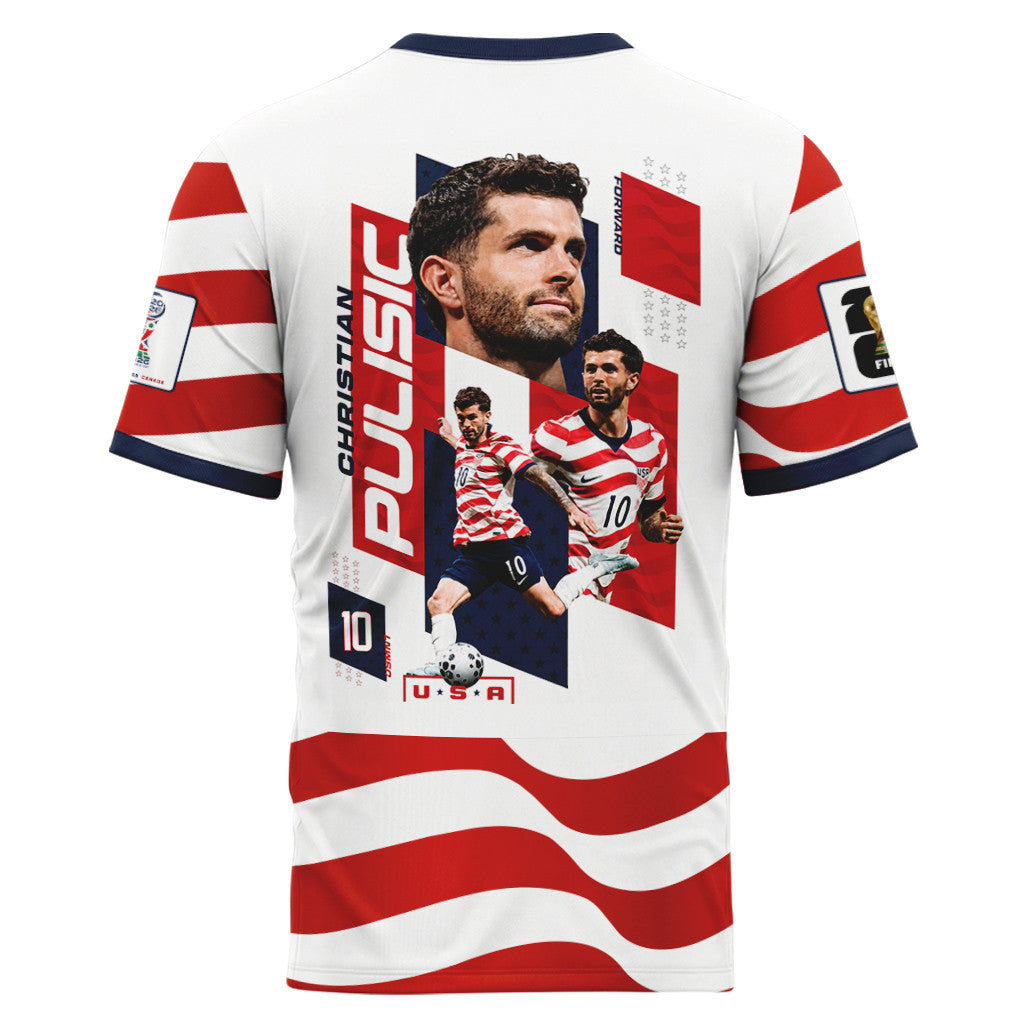 Christian Pulisic 10 USA World Cup 2026 Stripe AOP T-Shirt
