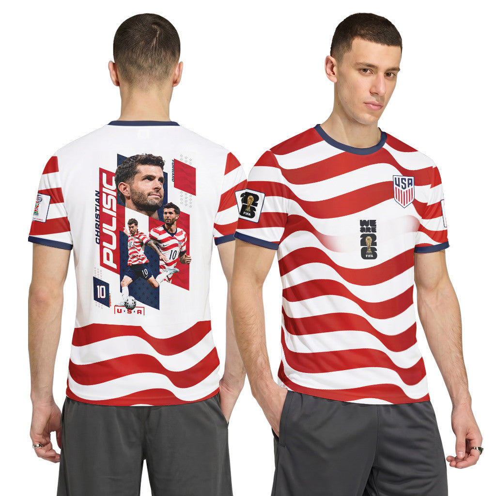 Christian Pulisic 10 USA World Cup 2026 Stripe AOP T-Shirt