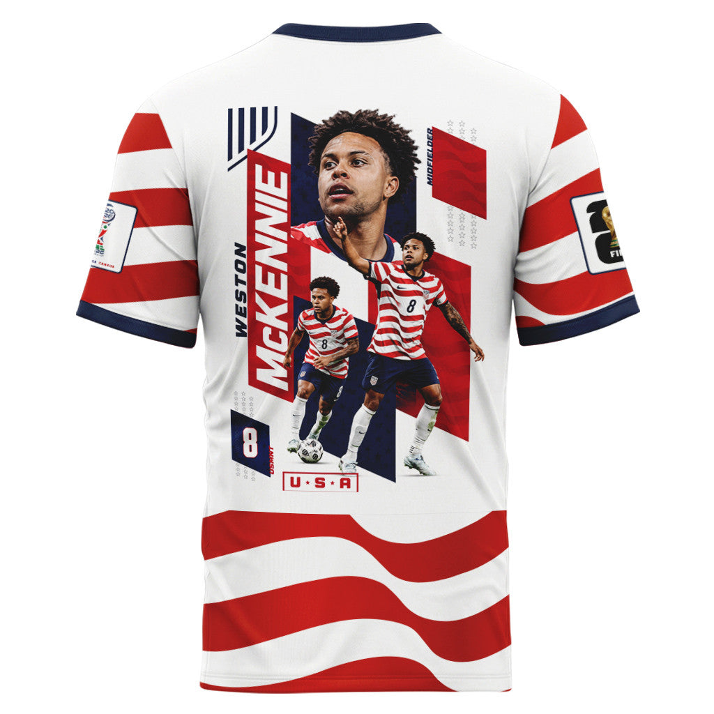 Weston McKennie 8 AOP T-Shirt 2026 USA World Cup