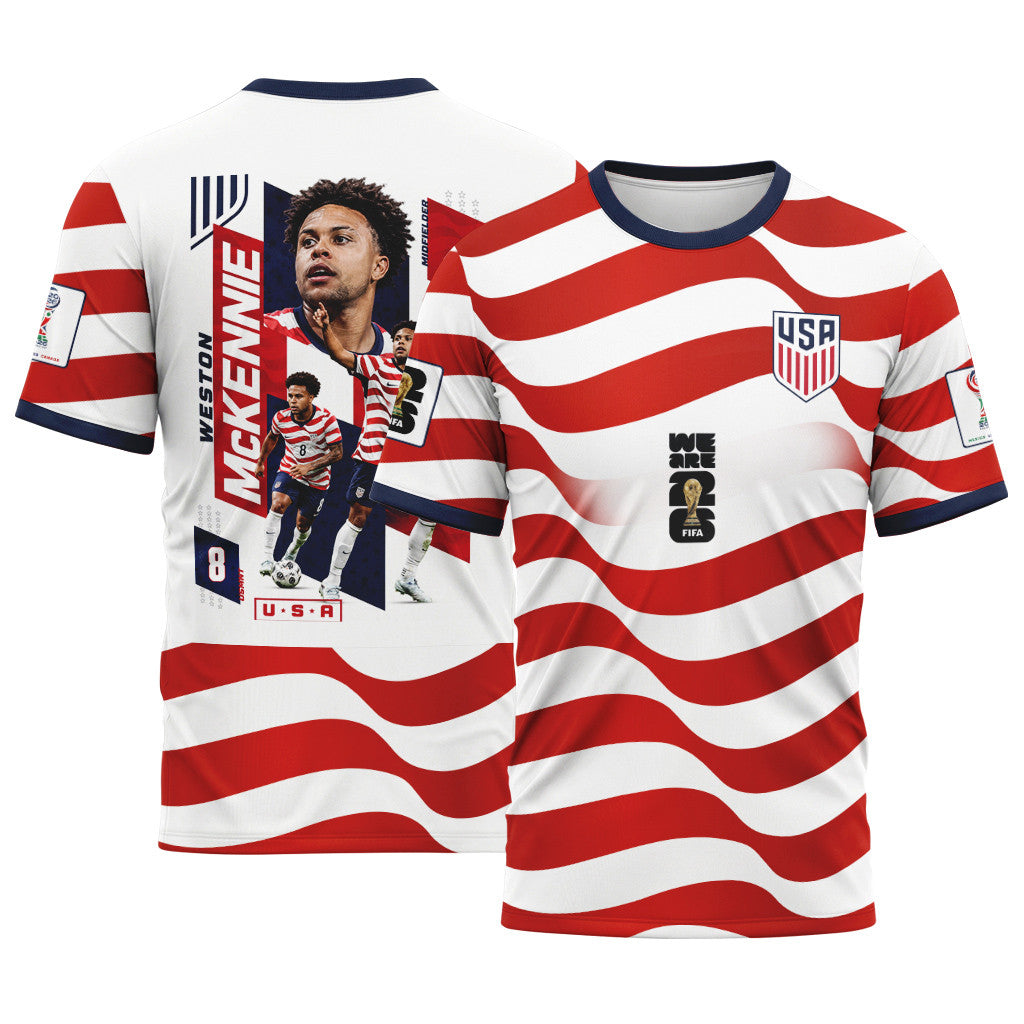 Weston McKennie 8 AOP T-Shirt 2026 USA World Cup
