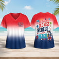 Ole Miss Rebels NCAA Tropical Beach Vibes All Over Print Unisex V Neck T Shirt
