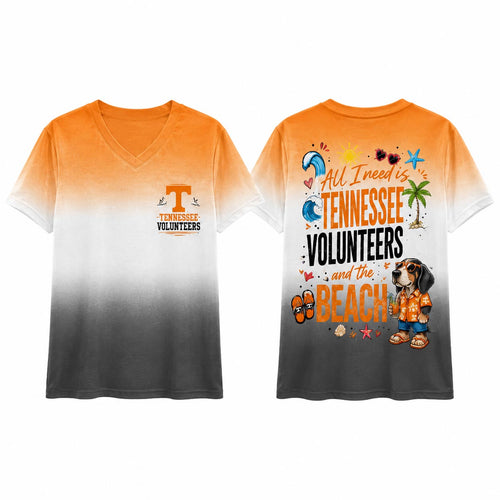 Tennessee Volunteers NCAA Tropical Beach Vibes All Over Print Unisex V Neck T Shirt