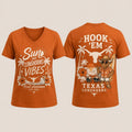 Texas Longhorns NCAA Tropical Beach Vibes All Over Print Unisex V Neck T Shirt