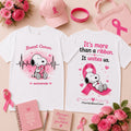 Snoopy Together in Pink Breast Cancer Awareness Ribbon, Heartbeat & Unity Front and Back T Shirt