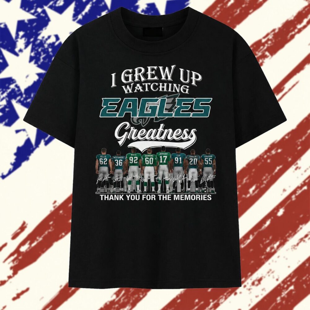 Vintage I Grew Up Watching Philadelphia Eagles Greatness Legends Signatures 2026 T Shirt