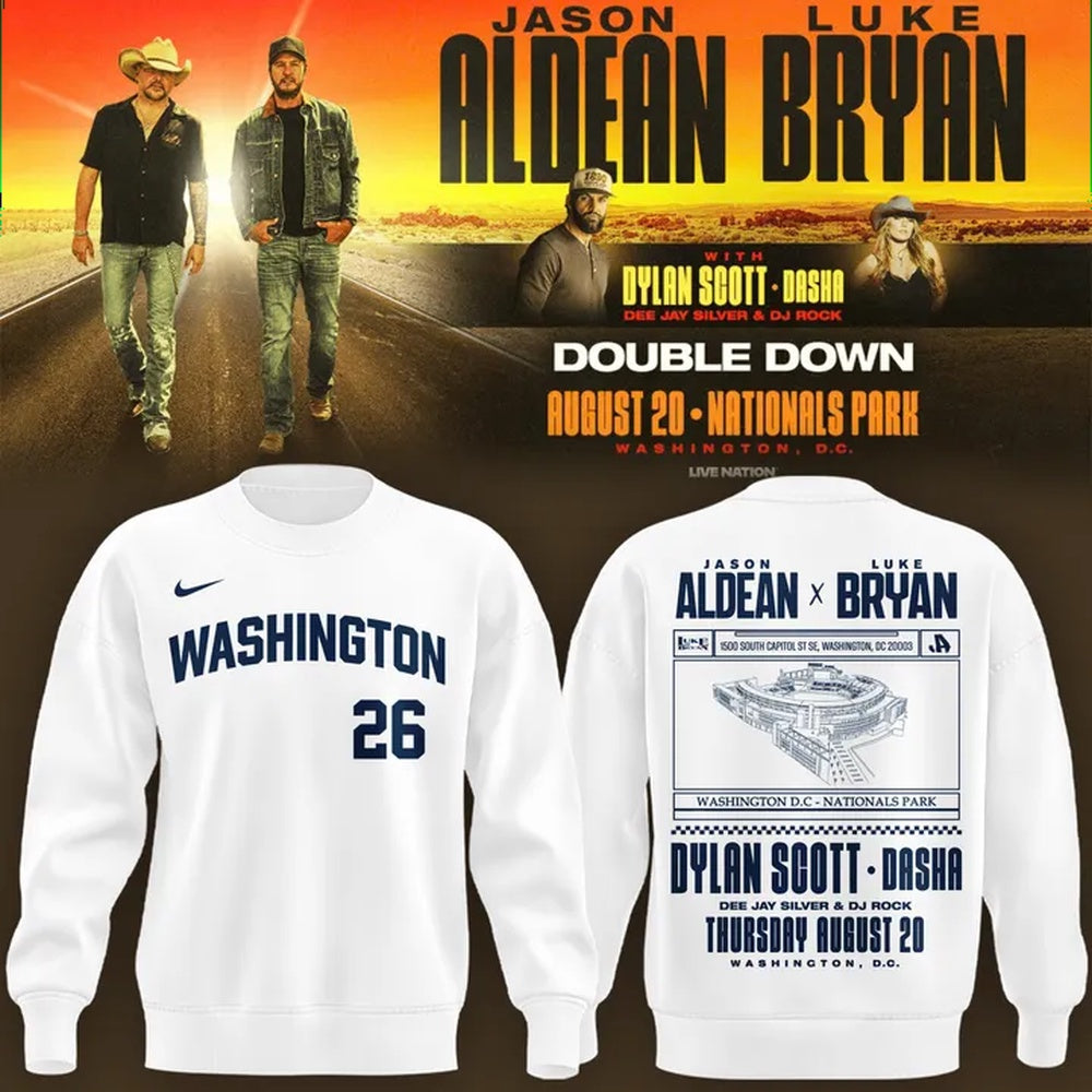 Washington Nationals x Jason Aldean And Luke Bryan 2026 Limited Edition White Hoodie T-Shirt