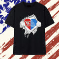 San Francisco 49ers and Los Angeles Dodgers mashup heart with Superman chest rip T Shirt