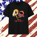 Washington football greatness and Virginia Tech Hokies mashup heart with Superman chest rip T Shirt