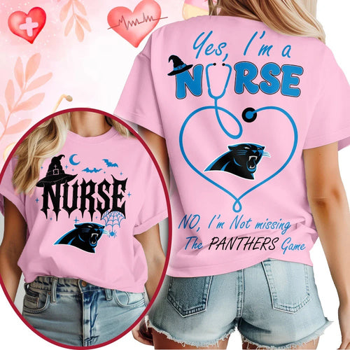 Carolina Panthers NFL Night Shift Never Misses Game Day Halloween Nurse Unisex 3D Shirt, Football New Design Shirt