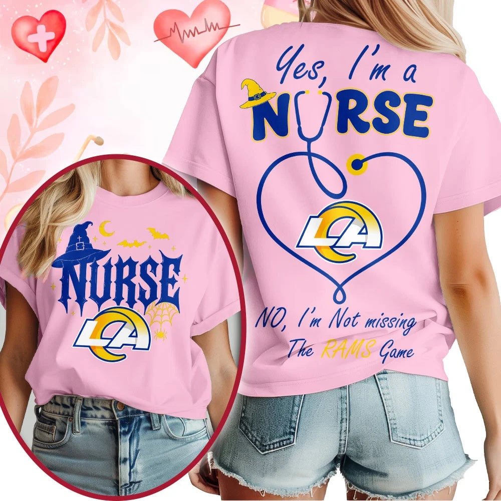 Los Angeles Rams NFL Night Shift Never Misses Game Day Halloween Nurse Unisex 3D Shirt, Football New Design Shirt