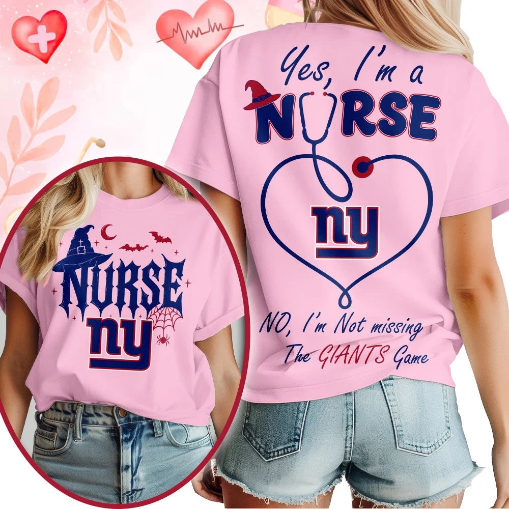 New York Giants NFL Night Shift Never Misses Game Day Halloween Nurse Unisex 3D Shirt, Football New Design Shirt