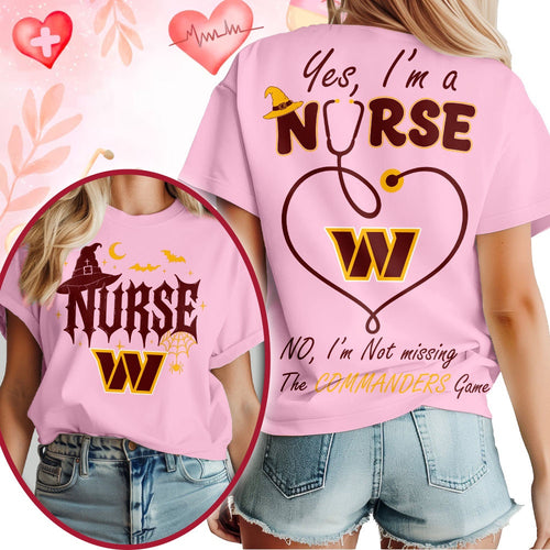 Washington Commanders NFL Night Shift Never Misses Game Day Halloween Nurse Unisex 3D Shirt, Football New Design Shirt