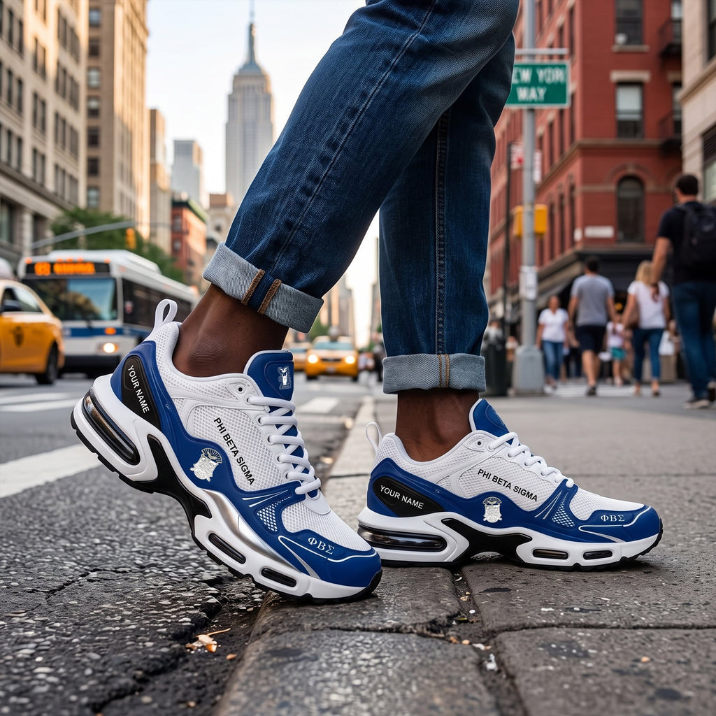 Phi Beta Sigma Navy Blue White Sport Shoes