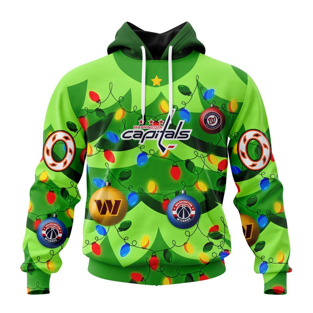 NHL Washington Capitals Specialized Christmass Tree Color And City’s Sport Teams Hoodie, T Shirt