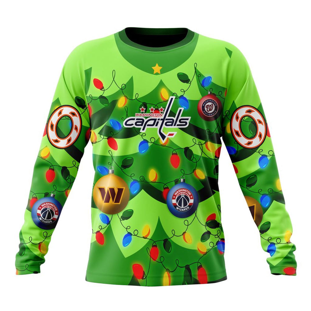 NHL Washington Capitals Specialized Christmass Tree Color And City’s Sport Teams Hoodie, T Shirt