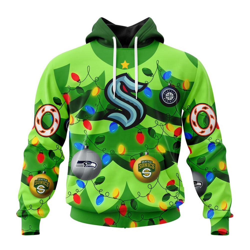 NHL Seattle Kraken Specialized Christmass Tree Color And City’s Sport Teams Hoodie, T Shirt
