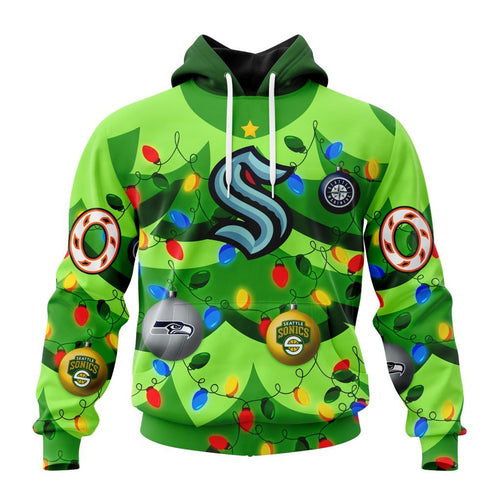 NHL Seattle Kraken Specialized Christmass Tree Color And City’s Sport Teams Hoodie, T Shirt