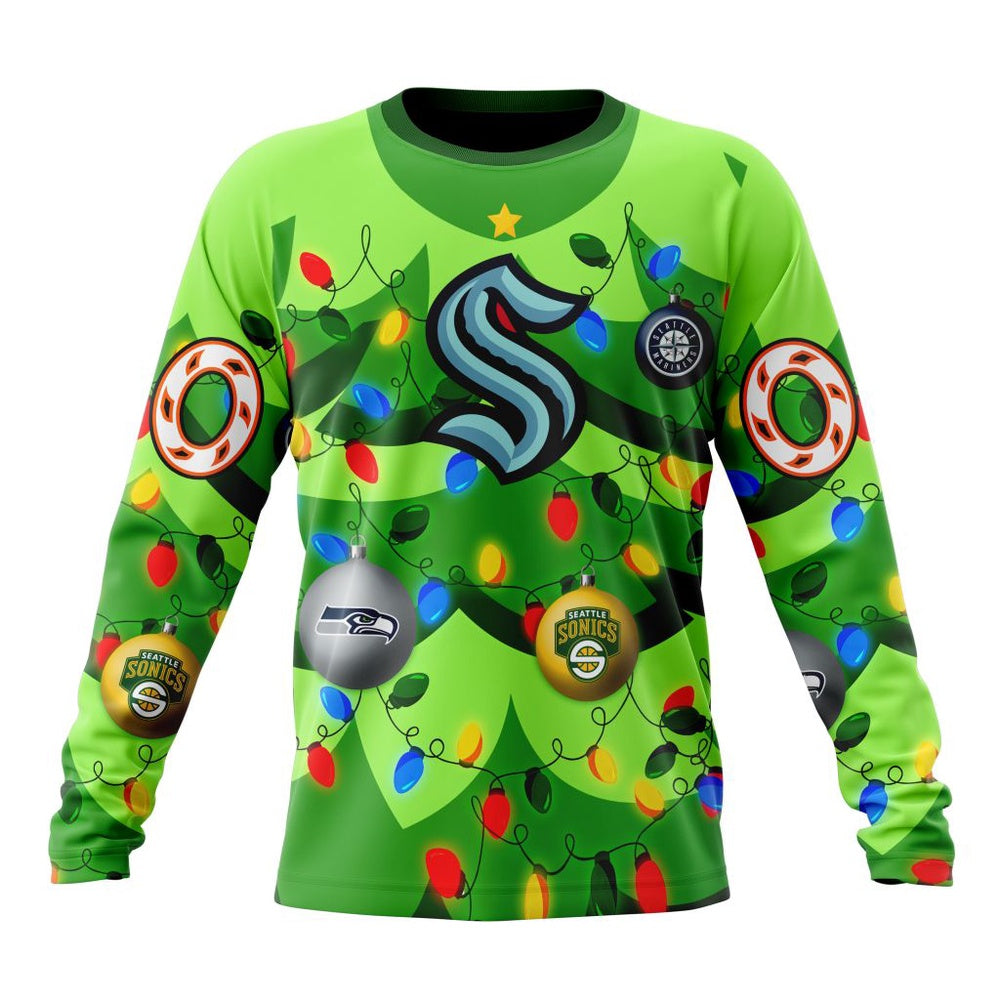 NHL Seattle Kraken Specialized Christmass Tree Color And City’s Sport Teams Hoodie, T Shirt