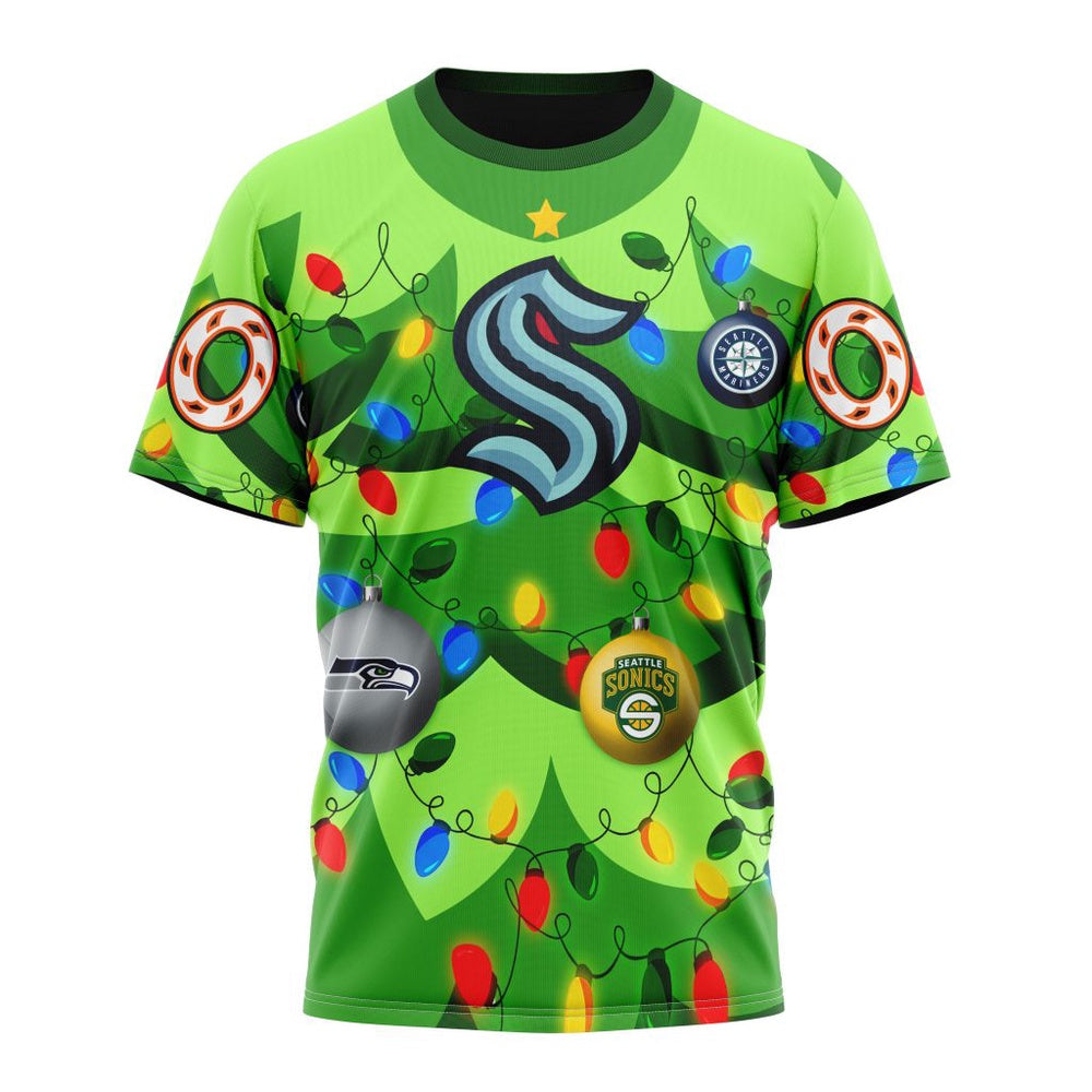 NHL Seattle Kraken Specialized Christmass Tree Color And City’s Sport Teams Hoodie, T Shirt