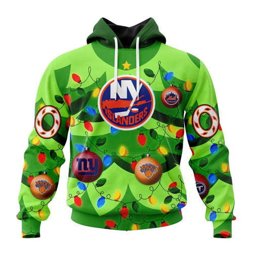 NHL New York Islanders Specialized Christmass Tree Color And City’s Sport Teams Hoodie, T Shirt