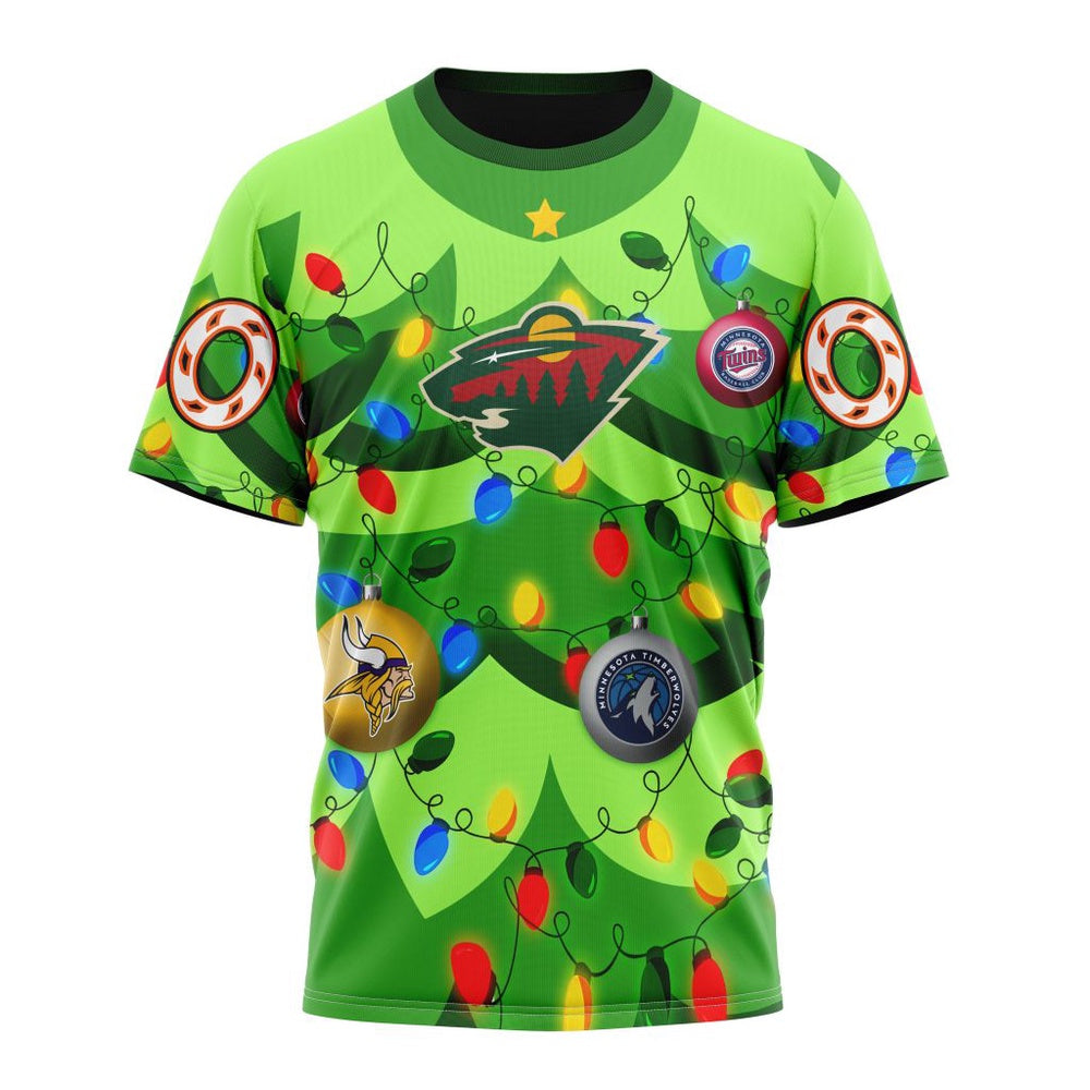 NHL Minnesota Wild Specialized Christmass Tree Color And City’s Sport Teams Hoodie, T Shirt