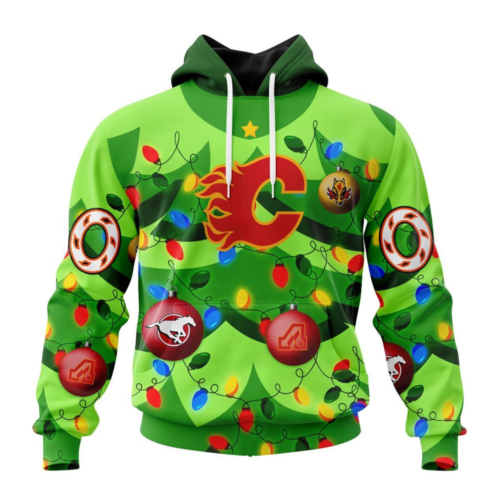 NHL Calgary Flames Specialized Christmass Tree Color And City’s Sport Teams Hoodie, T Shirt