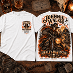 Johnnie Walker Harley Davidson Flaming Skull T-Shirt