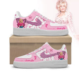 Dolly Parton Love Is Like a Butterfly Custom Air Force 1 Shoes, Pink Glitter Country Music Sneakers, Music Air Force 1 Shoes