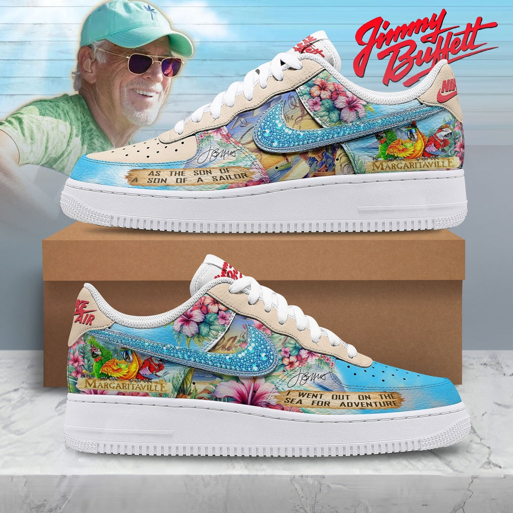 Jimmy Buffett Margaritaville Custom Air Force 1 Shoes, Tropical Parrothead Graphic Sneakers, Music Air Force 1 Shoes