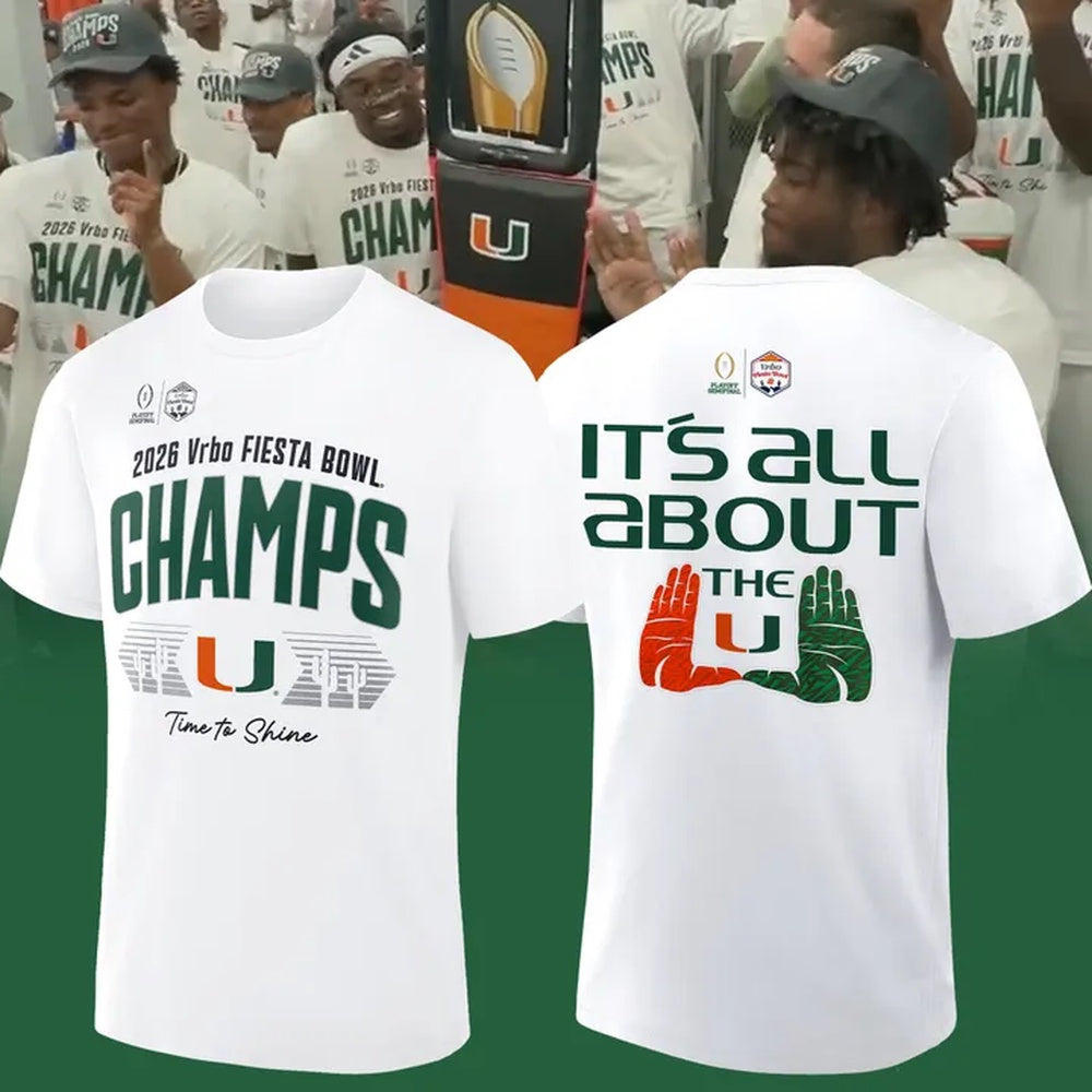 Miami Hurricanes College Football Playoff 2026 Fiesta Bowl Champions Locker Room New Design 3D Shirt
