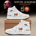 Stevie Wonder Songs in the Key of Life Performances 50th Anniversary Signed White Air Jordan 1 Shoes, Music Air Jordan 1 Shoes