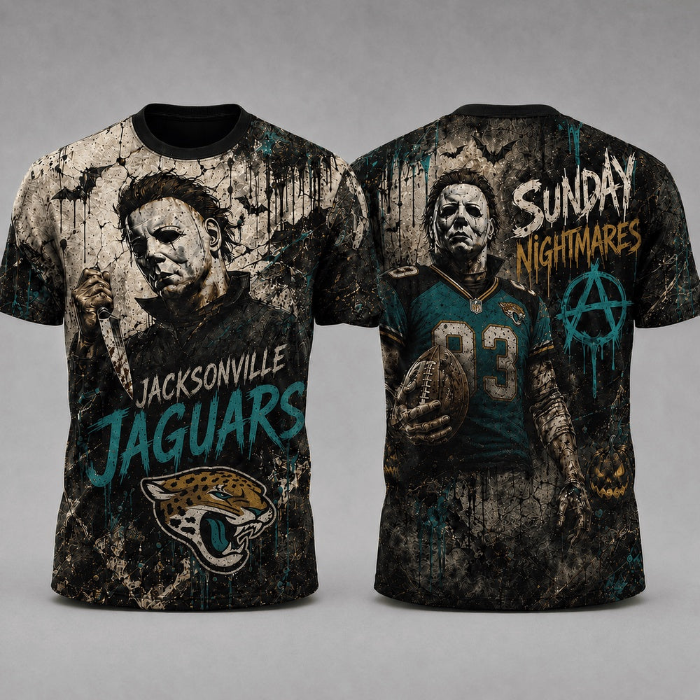 Jacksonville Jaguars NFL Michael Myers Sunday Nightmares Horror Halloween 3D T Shirt, Football New Design Shirt
