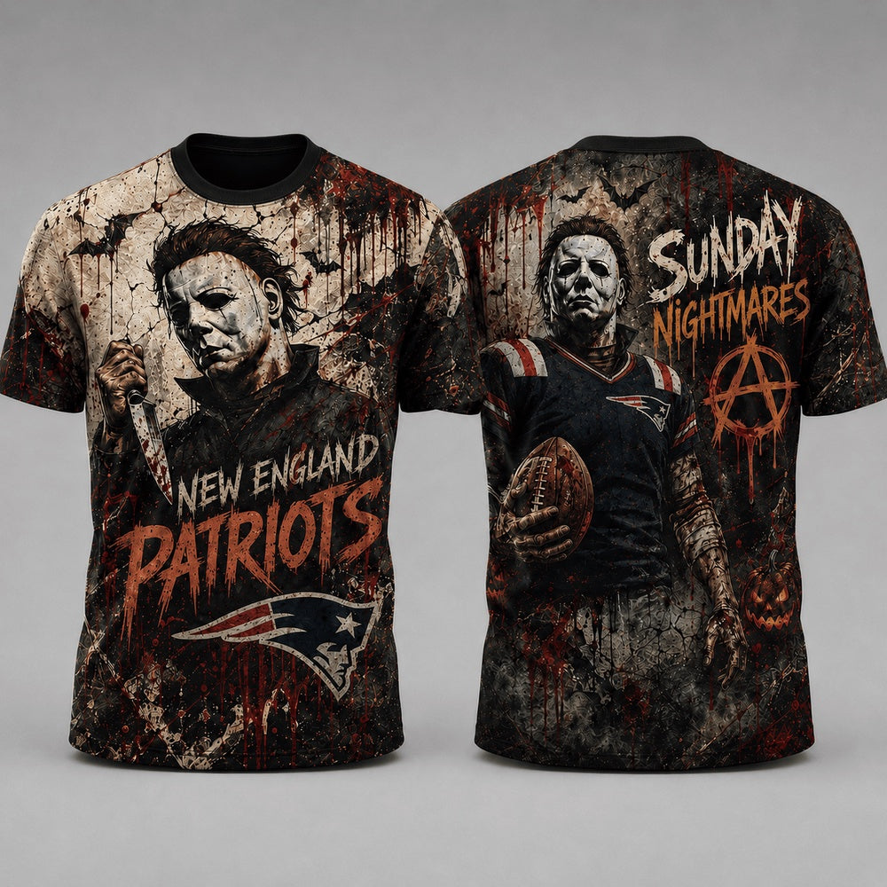 New England Patriots NFL Michael Myers Sunday Nightmares Horror Halloween 3D T Shirt, Football New Design Shirt