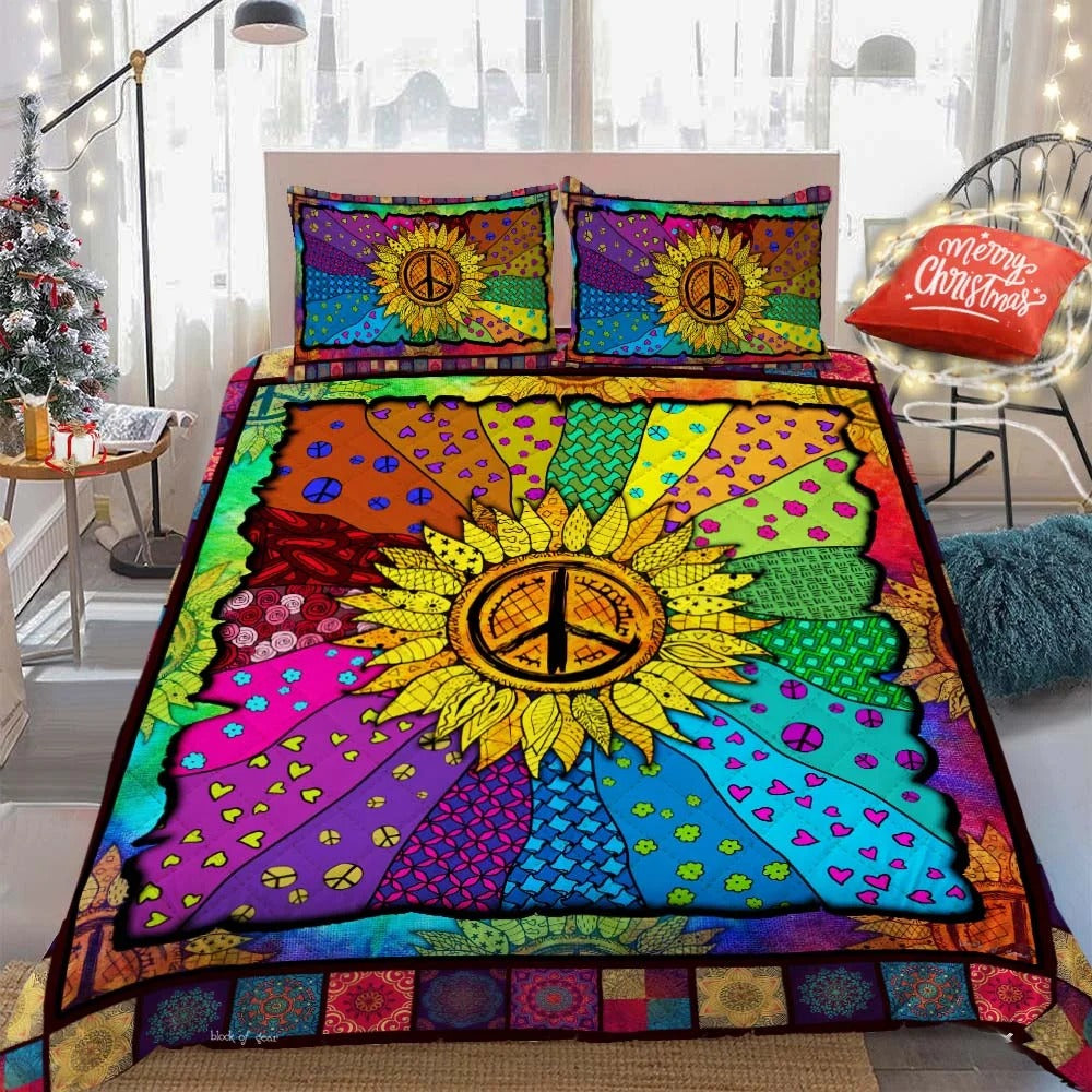 Hippie Quilt Bedding Set - Free Mind Quilted Bedding