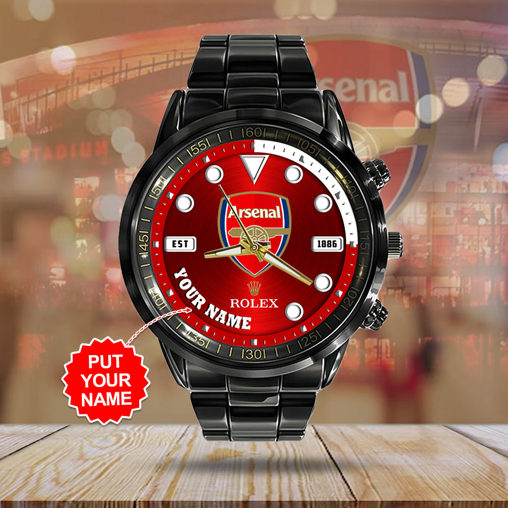 Personalized Arsenal FC x Rolex Black Stainless Steel Watch – MAITM8425