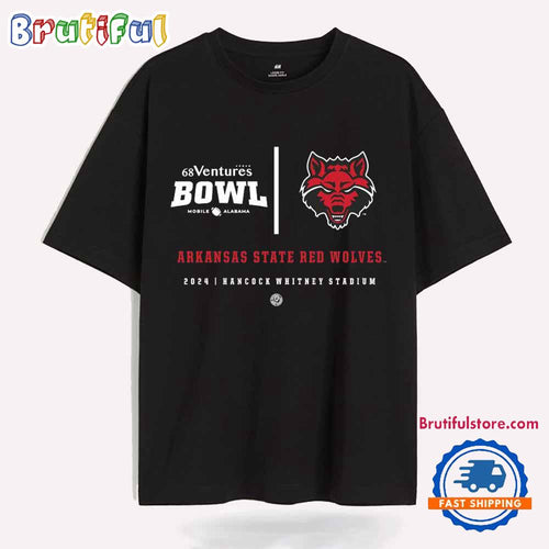 2024 68 Ventures Bowl Arkansas State Red Wolves Hancock Whitney Stadium T Shirt