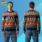 Nfl 2025 Bears Reindeer Football Christmas Ugly Sweater