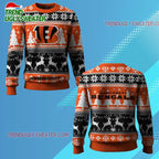 Nfl 2025 Bengals Reindeer Football Christmas Ugly Sweater