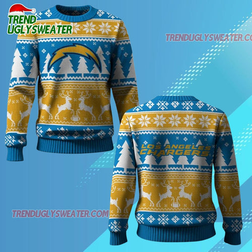 Nfl 2025 Chargers Reindeer Football Christmas Ugly Sweater