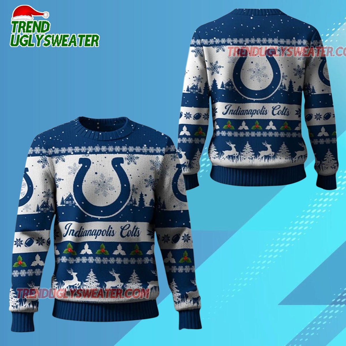 Nfl 2025 Christmas Colts Festive Reindeer Tree Ugly Sweater