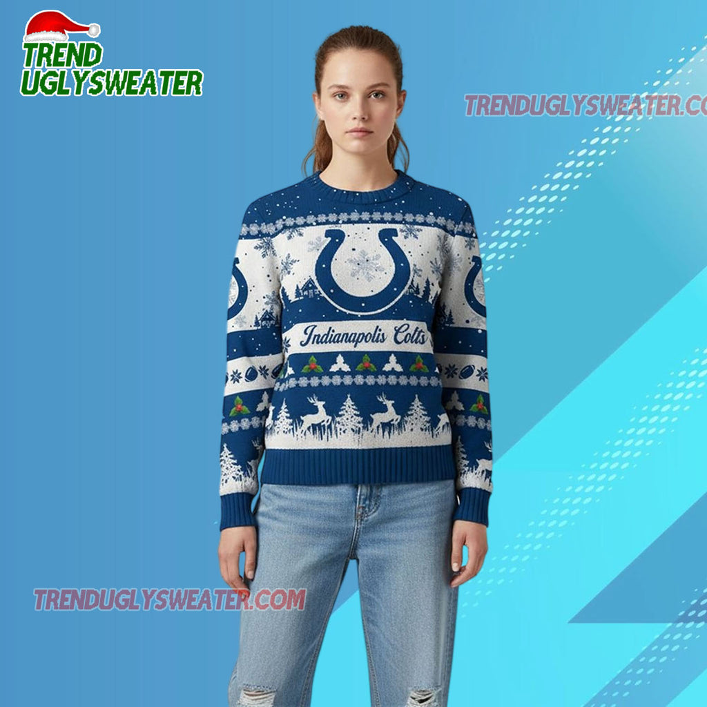 Nfl 2025 Christmas Colts Festive Reindeer Tree Ugly Sweater